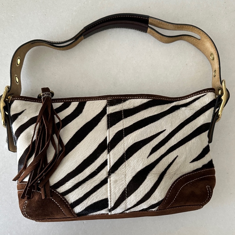 RARE COACH Y2K LEGACY ZEBRA STRIPE HAIRCALF EAST WEST DUFFLE BAG PURSE 8A65 WOW!